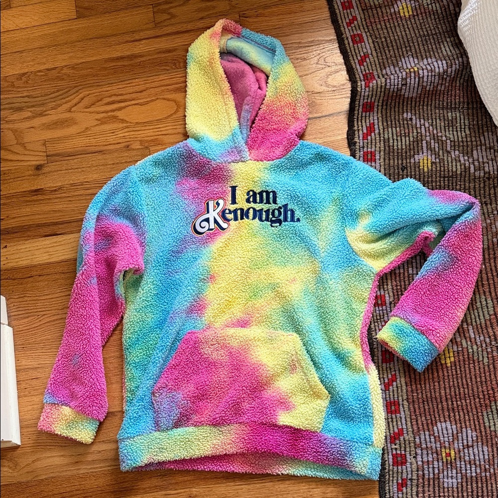 Mattel Rainbow Tie-Dye Sherpa Hoodie - Pink, Blue, Yellow, Green BARBIE